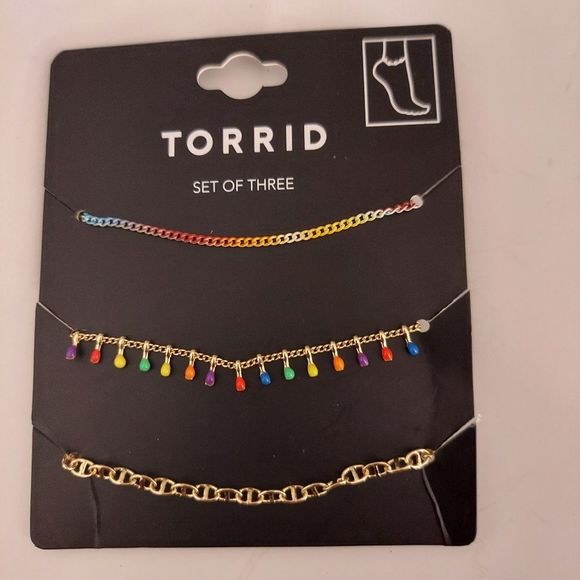 Always Proud Rainbow Chain Anklets - Gold Tone - Picture 3 of 4